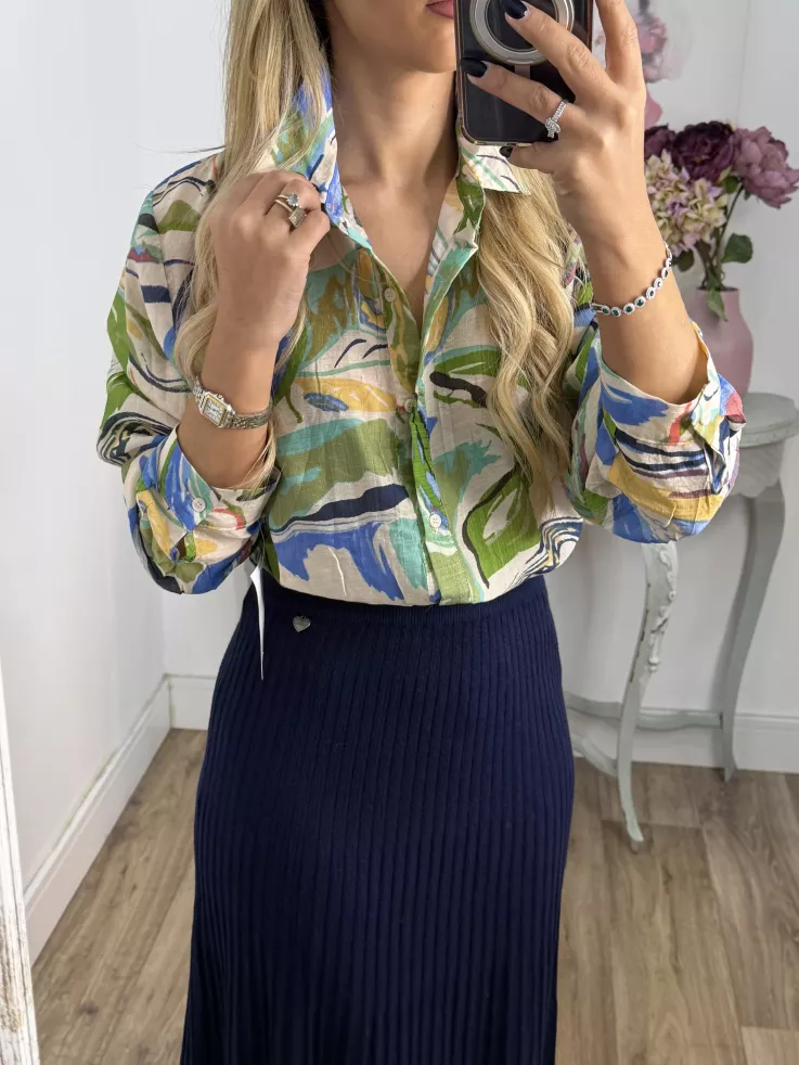 Camisa Ritual tono azul y verde