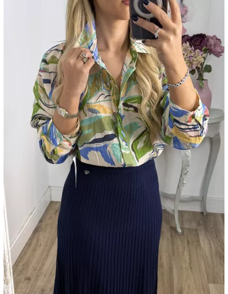 Camisa Ritual tono azul y verde