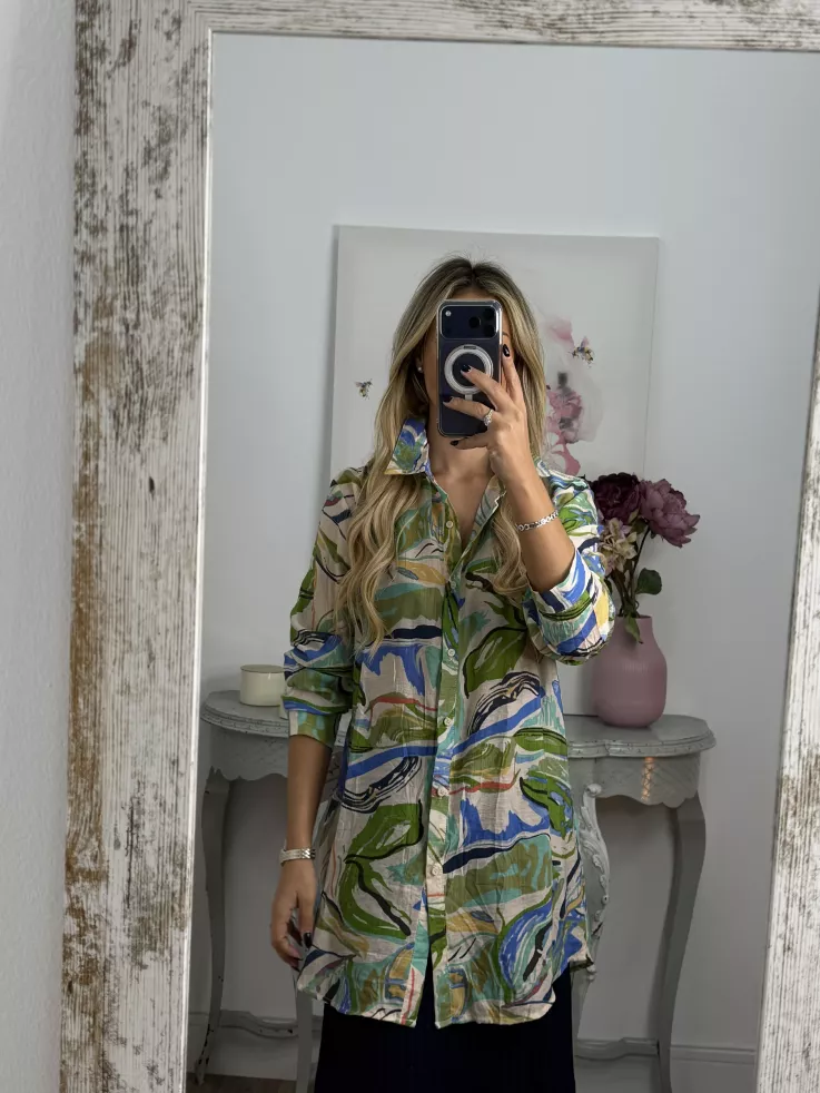 Camisa Ritual tono azul y verde