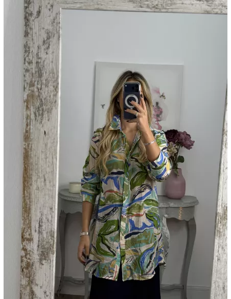 Camisa Ritual tono azul y verde