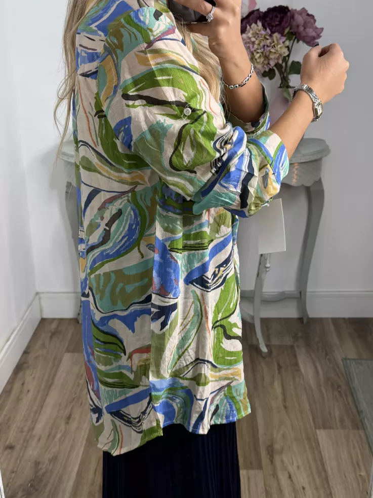 Camisa Ritual tono azul y verde