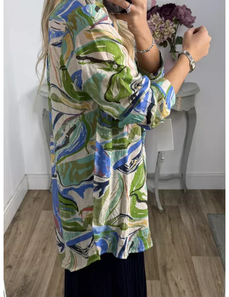 Camisa Ritual tono azul y verde