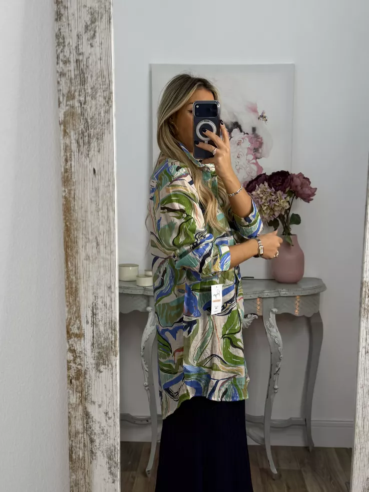 Camisa Ritual tono azul y verde