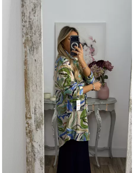 Camisa Ritual tono azul y verde