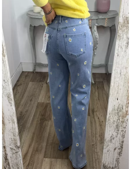 Jeans Margaritas bordadas