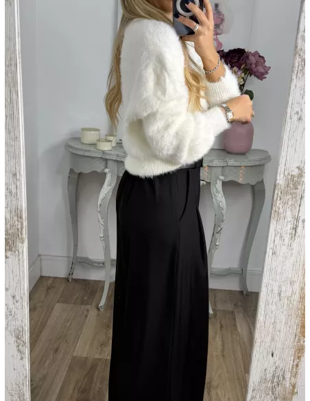 Rebeca blanca botones grandes dorados