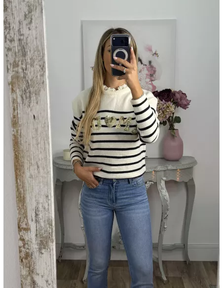 Jersey Amour rayas blanco
