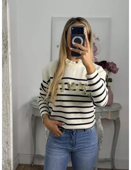 Jersey Amour rayas blanco