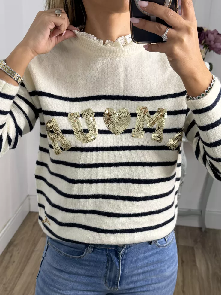 Jersey Amour rayas blanco