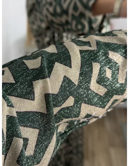 Conjunto brillo estampado verde y arena