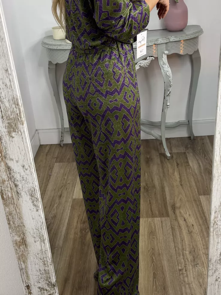 Conjunto brillo estampado verde y morado