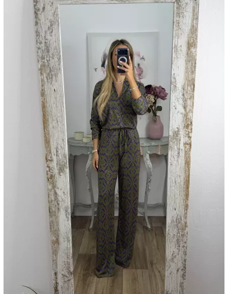 Conjunto brillo estampado verde y morado