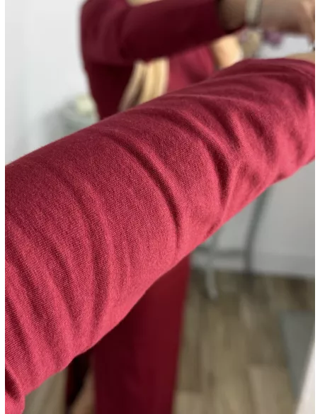 Vestido Algodón color vino nudo cintura