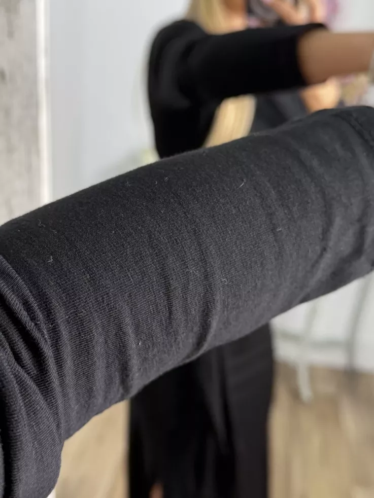 Vestido Algodón negro nudo cintura