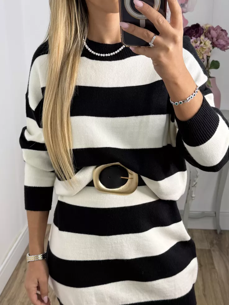 Vestido Apri raya blanco y negro