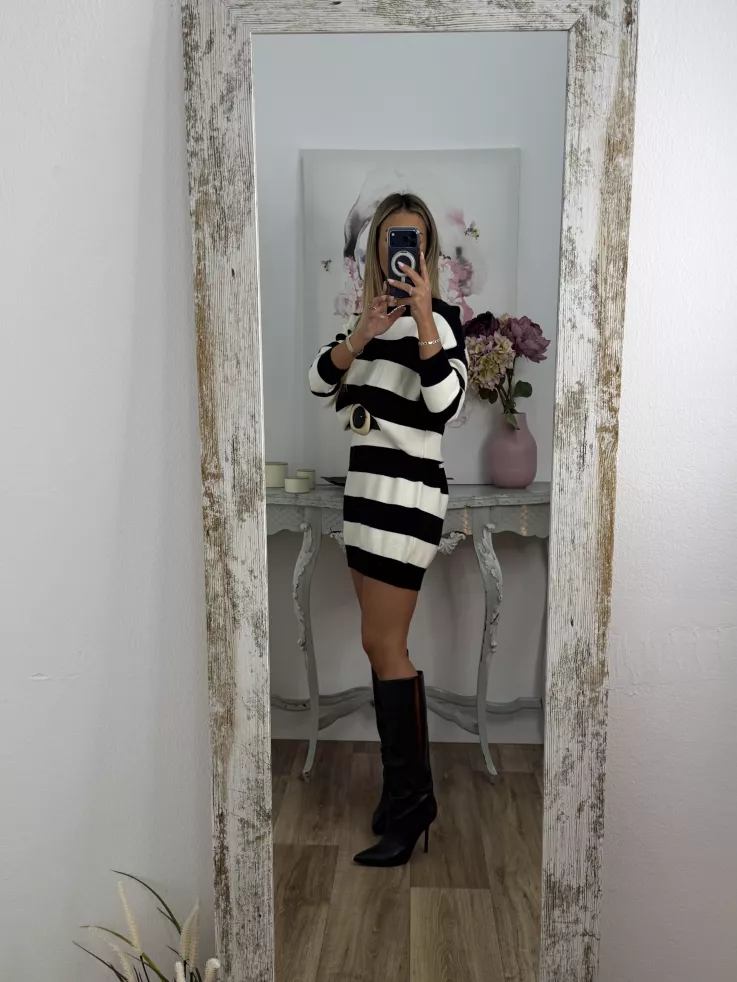 Vestido Apri raya blanco y negro