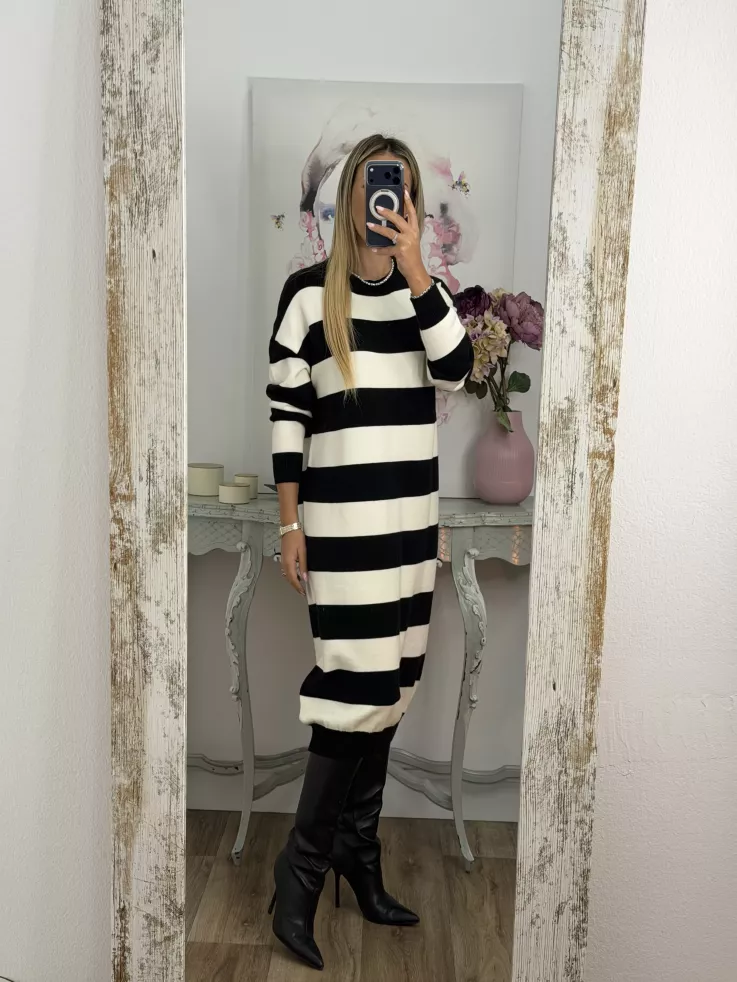 Vestido Apri raya blanco y negro