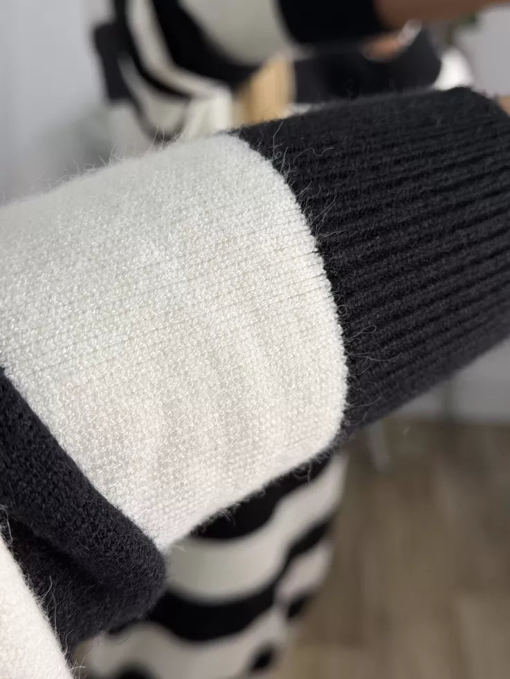 Vestido Apri raya blanco y negro