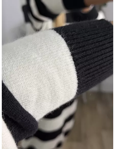 Vestido Apri raya blanco y negro