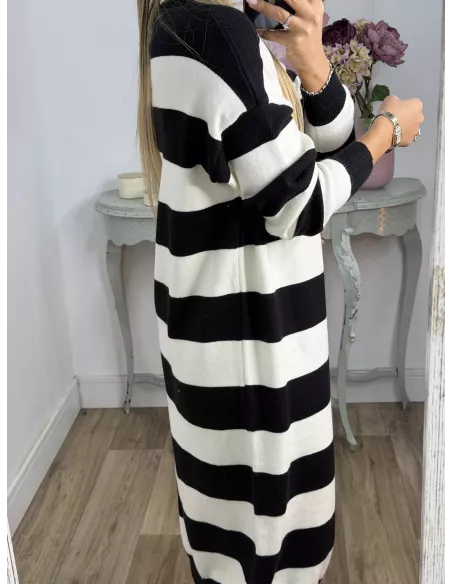 Vestido Apri raya blanco y negro