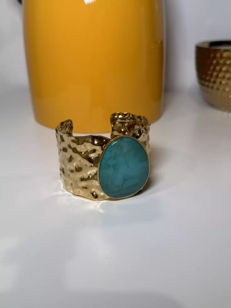 Brazalete dorado piedra verdeagua