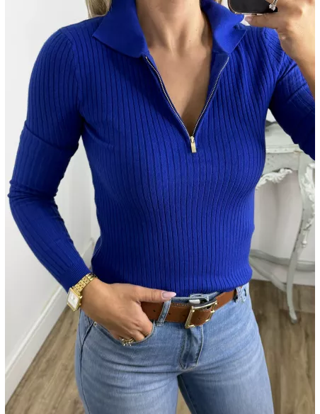 Jersey tipo polo cremallera azul