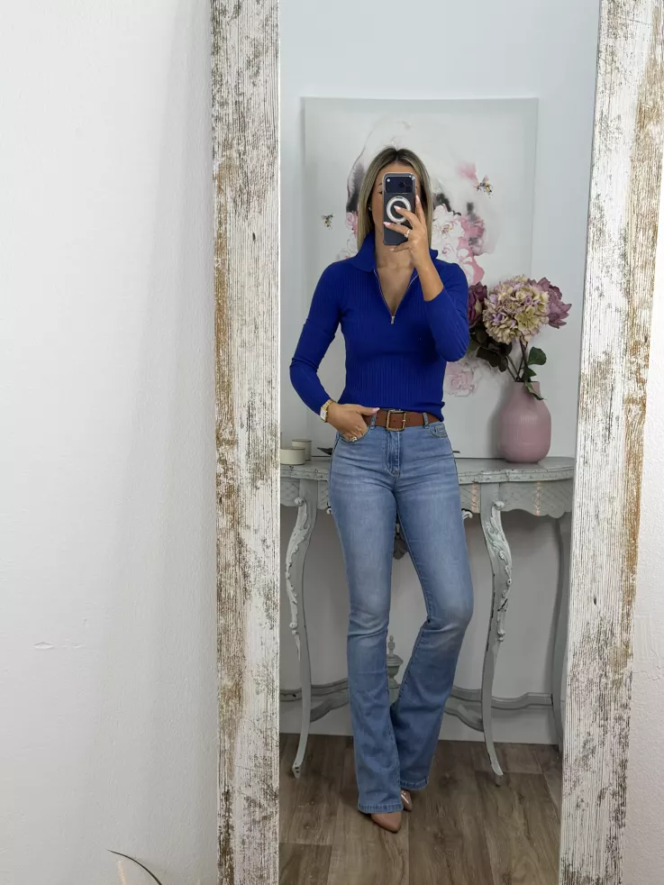 Jersey tipo polo cremallera azul