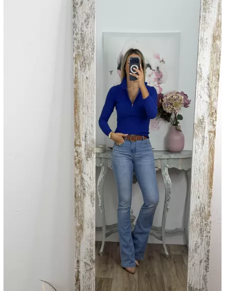 Jersey tipo polo cremallera azul