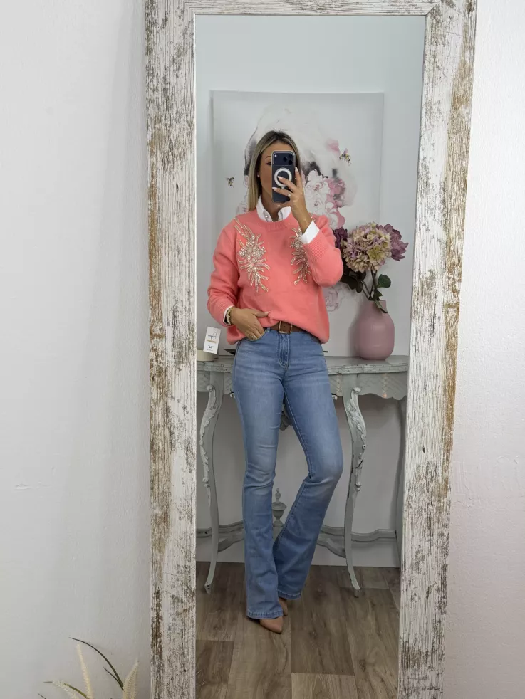 Jersey alas coral lentejuelas