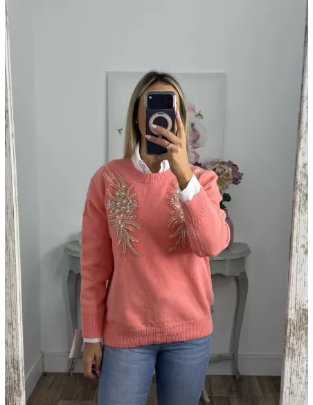 Jersey alas coral lentejuelas