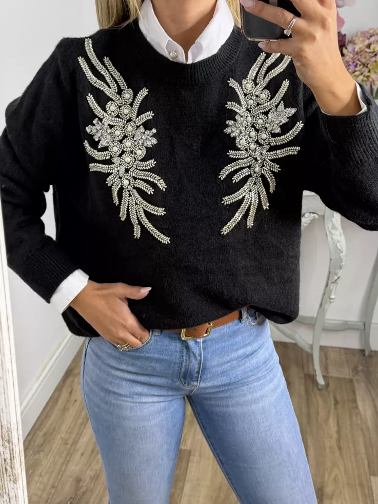 Jersey alas negro lentejuelas