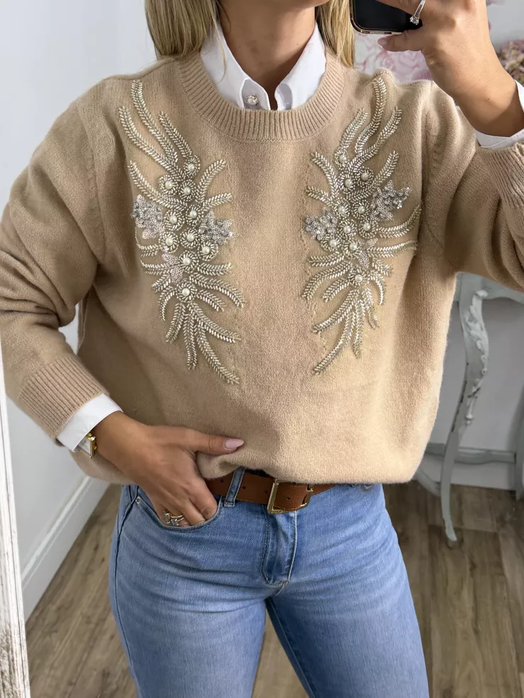 Jersey alas camel lentejuelas