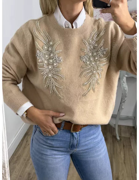 Jersey alas camel lentejuelas