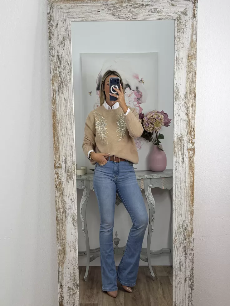 Jersey alas camel lentejuelas