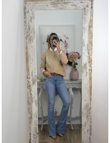 Jersey alas camel lentejuelas