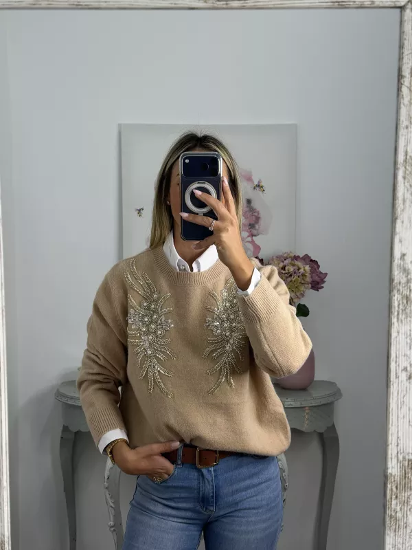 Jersey alas camel lentejuelas