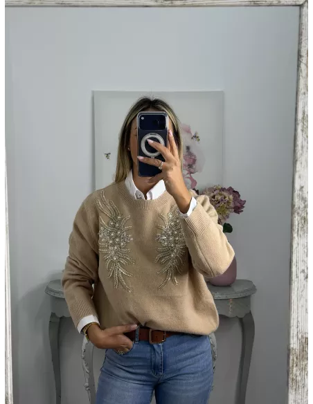 Jersey alas camel lentejuelas