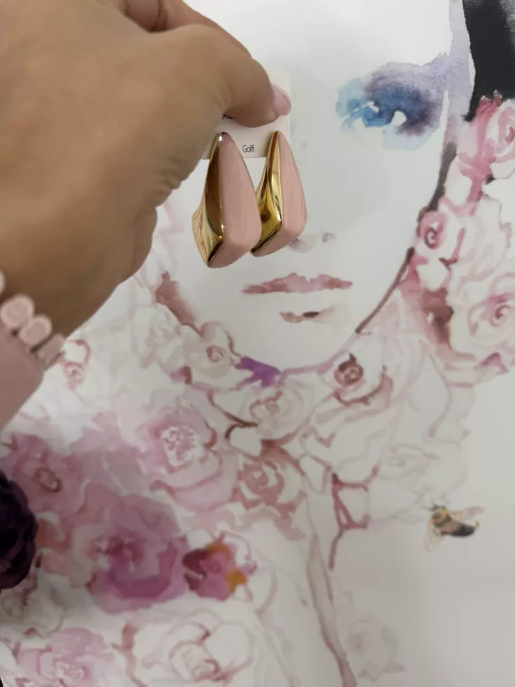 Pendientes dorado y rosa
