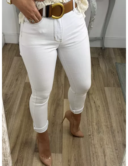 Jeans hueso pespunte camel