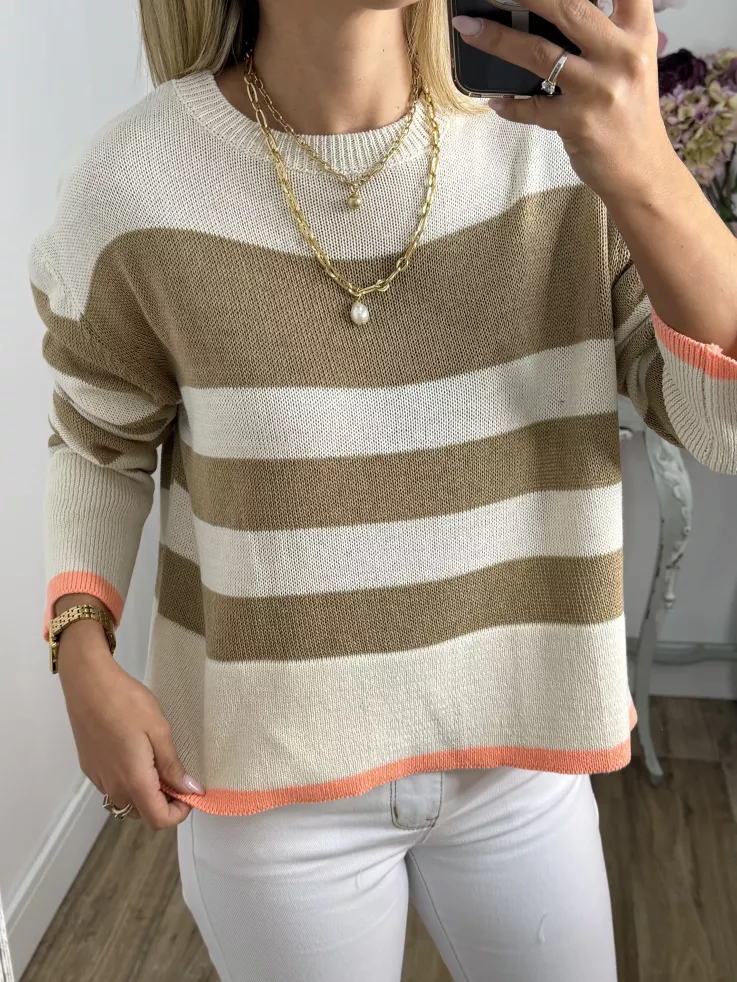 Jersey Davinia raya camel