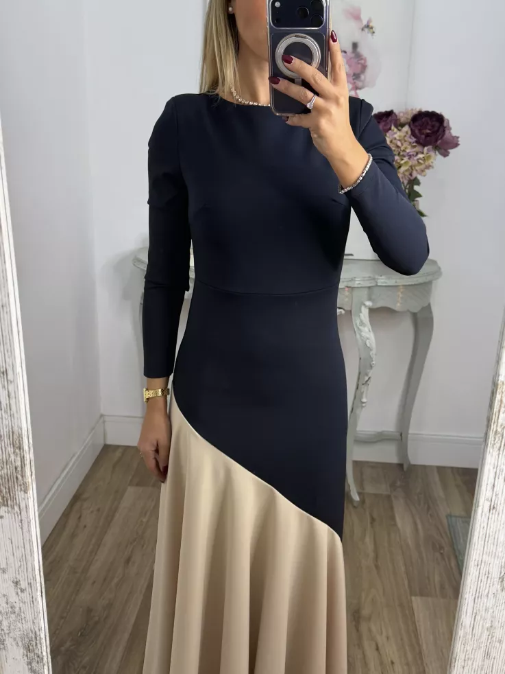 Vestido Jerez azul y biege