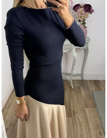 Vestido Jerez azul y biege