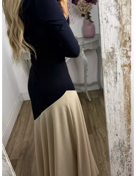 Vestido Jerez azul y biege