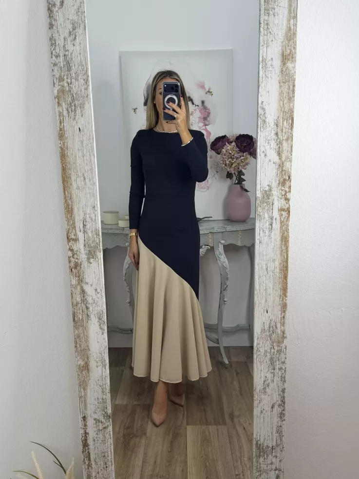 Vestido Jerez azul y biege