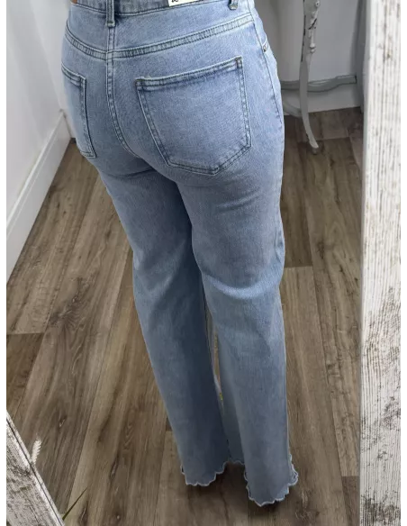 Jeans denim limones bordados