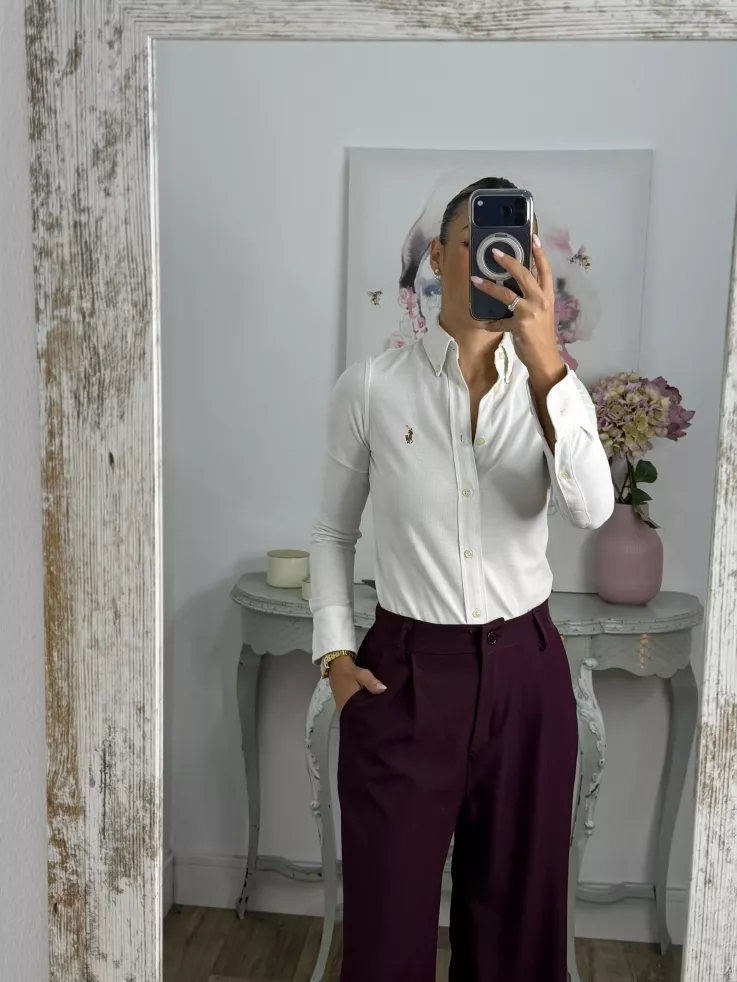 Pantalón corte masculino burdeos