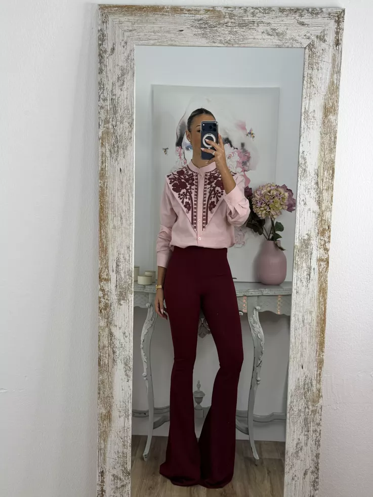 Pantalón campana largo burdeos