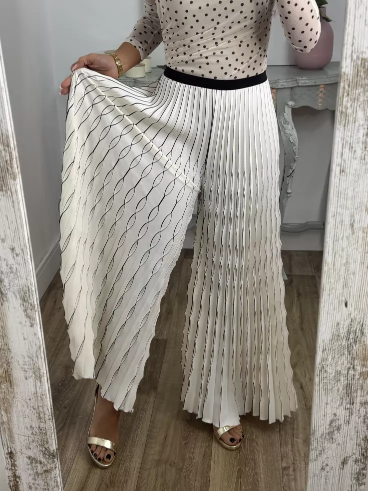Pantalón plisado hueso y negro