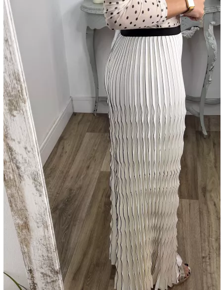 Pantalón plisado hueso y negro