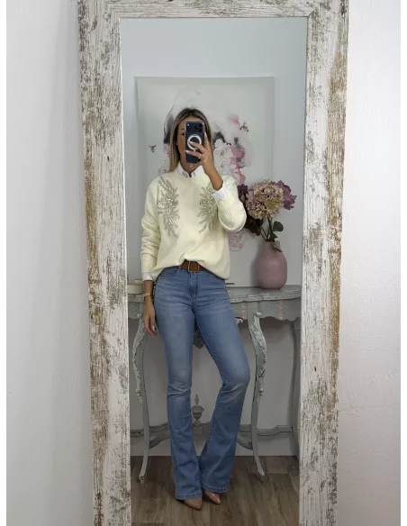 Jersey alas hueso lentejuelas